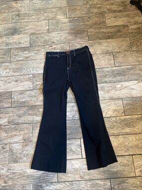 Johnny Was Sasson Black Flare Jeans with Contrast Stitching